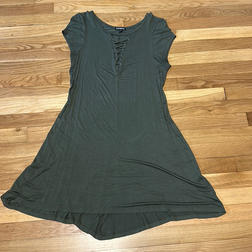 Olive green knee length flowy dress